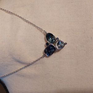 Touchstone Crystal Silver and Blue Owl Necklace